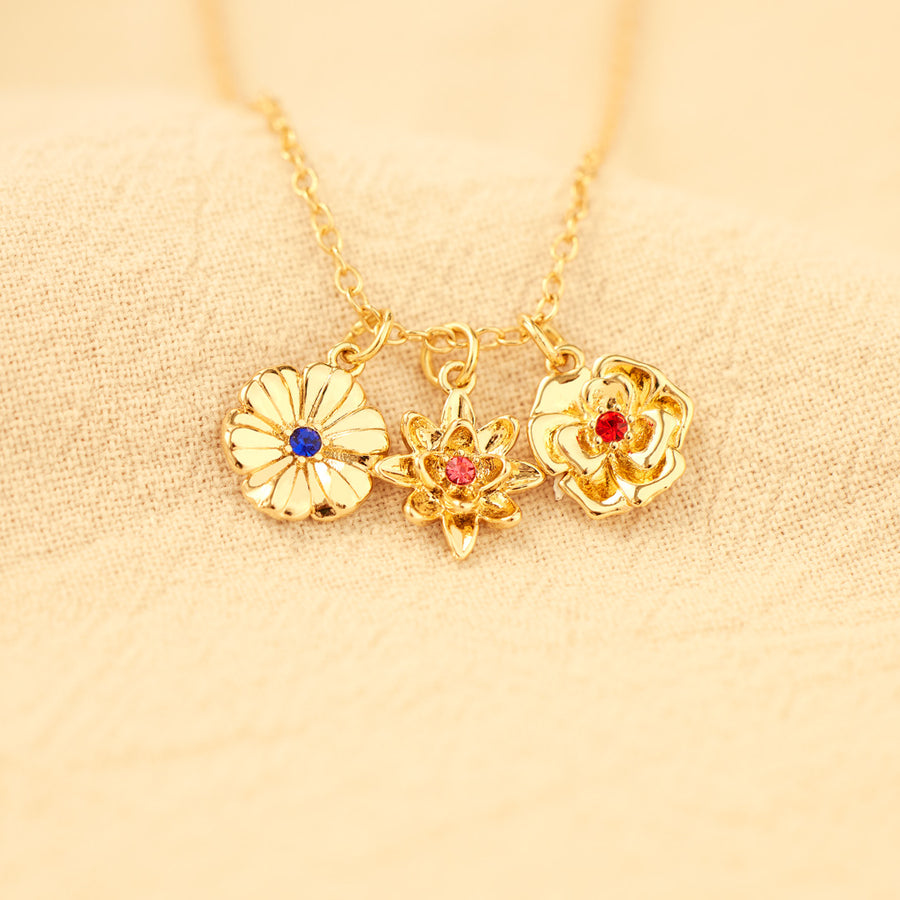 1-12 Three-Dimensional Birth Flowers Necklace-Mother's Day Gift