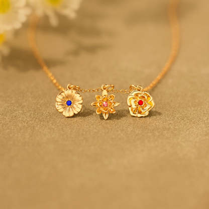 1-12 Three-Dimensional Birth Flowers Necklace-Mother's Day Gift