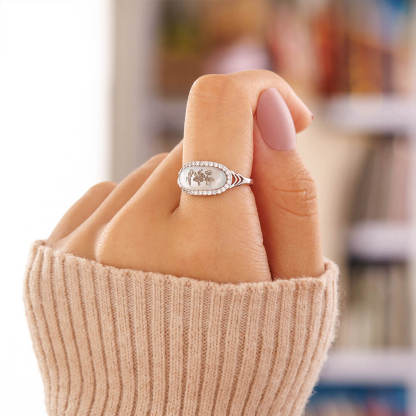 Family Wildflowers Garden Engraved Birth Flowers Shell Ring