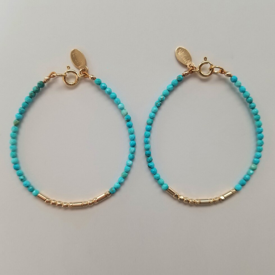 Genuine Turquoise Gemstone Morse Code Bracelet