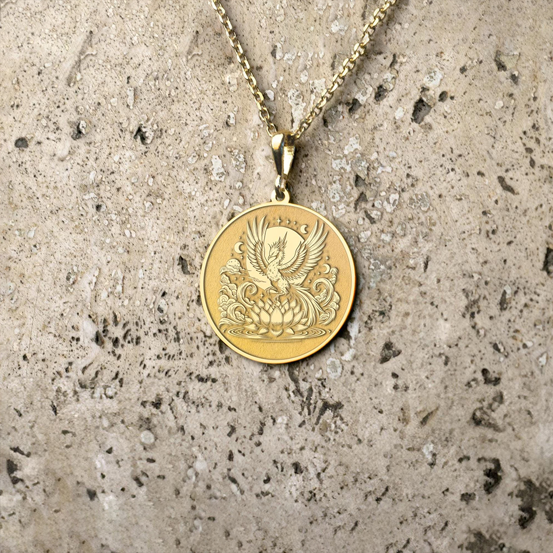 You Will Still Bloom Phoenix  And Lotus Flower Necklace