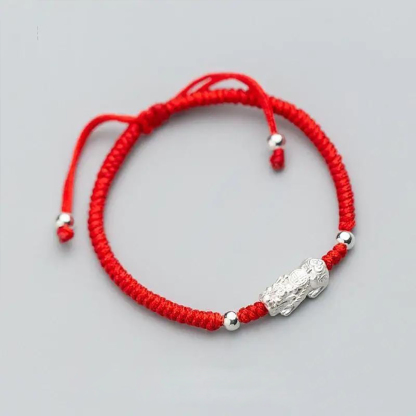 Red String Silver Pixiu Bracelet – Attract Windfall Luck