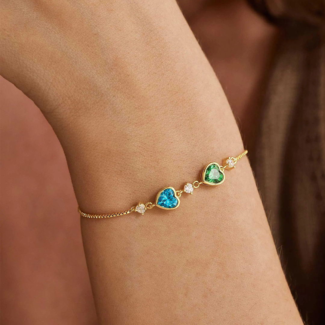 1-10 Birthstones Heartbeat Family Bracelet
