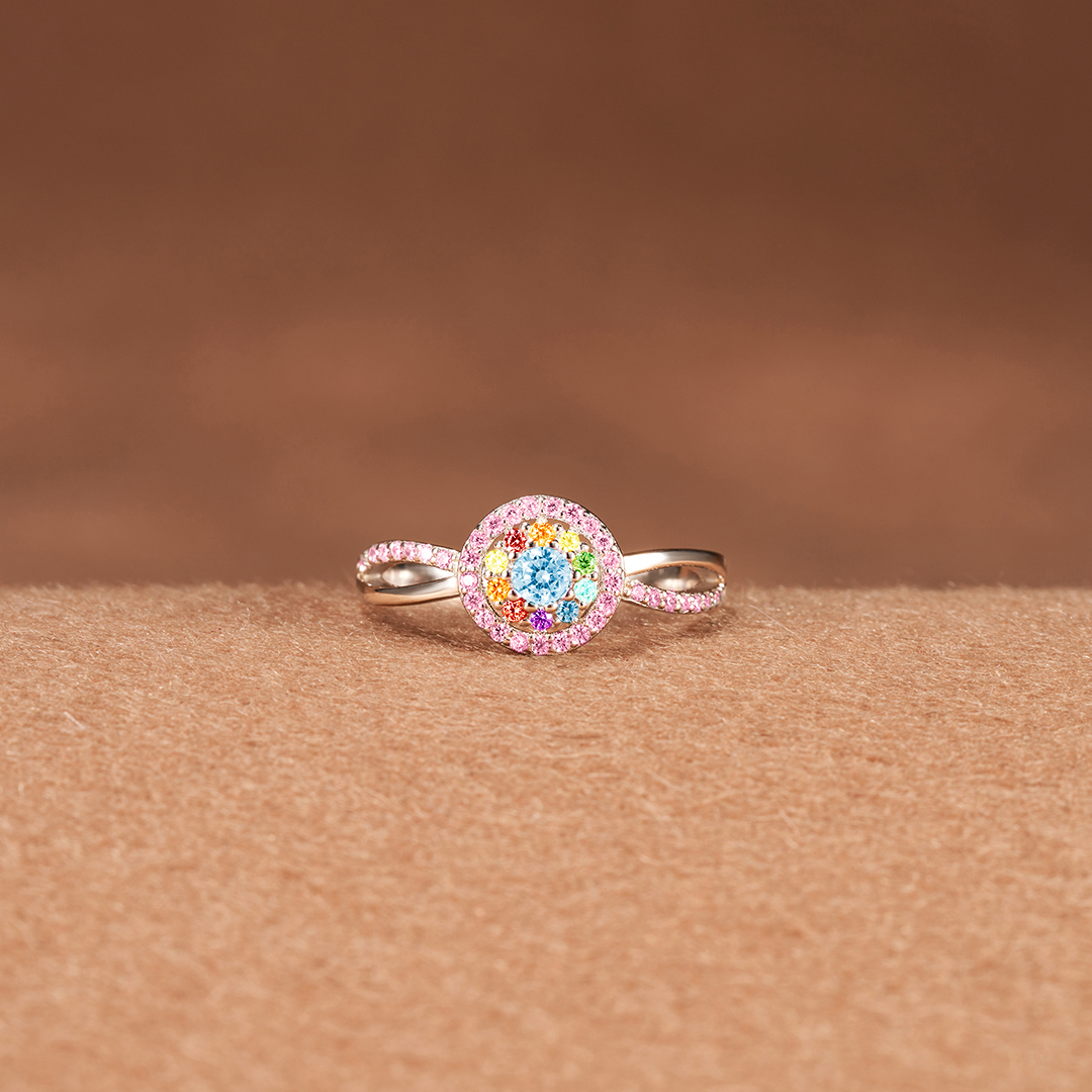 Mama To An Angel And A Rainbow Circle Ring