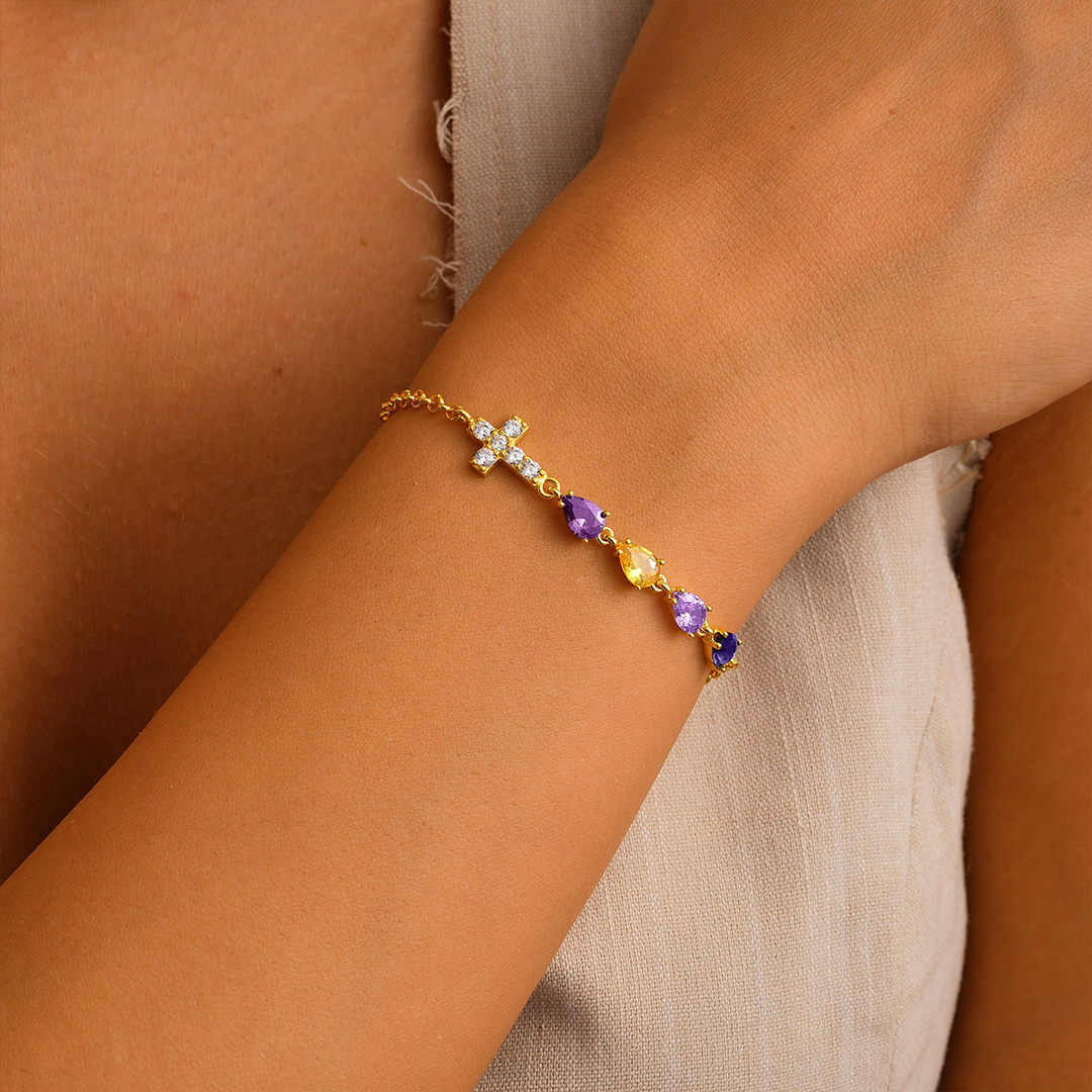 Personalized 1-5 Christ Birthstone Bracalet