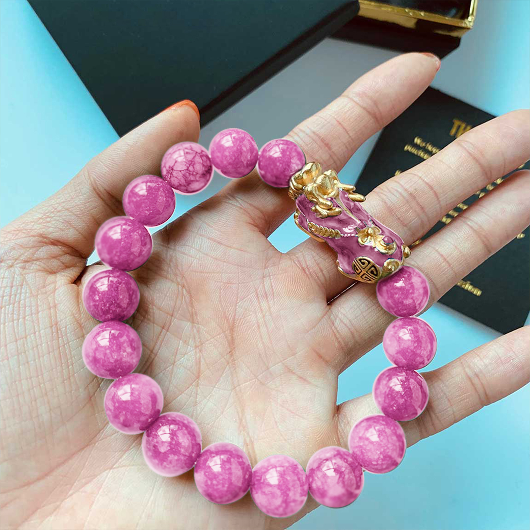 Pink Crystal Pixiu Bracelet for Healing & Positive Energy
