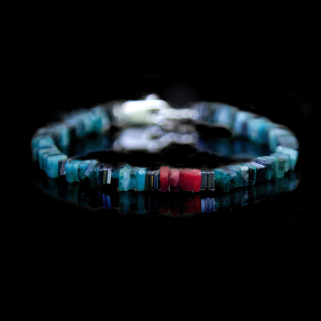 Diabetes Awareness Men Nature Raw Emerald Bracelet