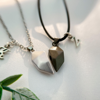 Personalized Initial Heart Connection Necklace Set