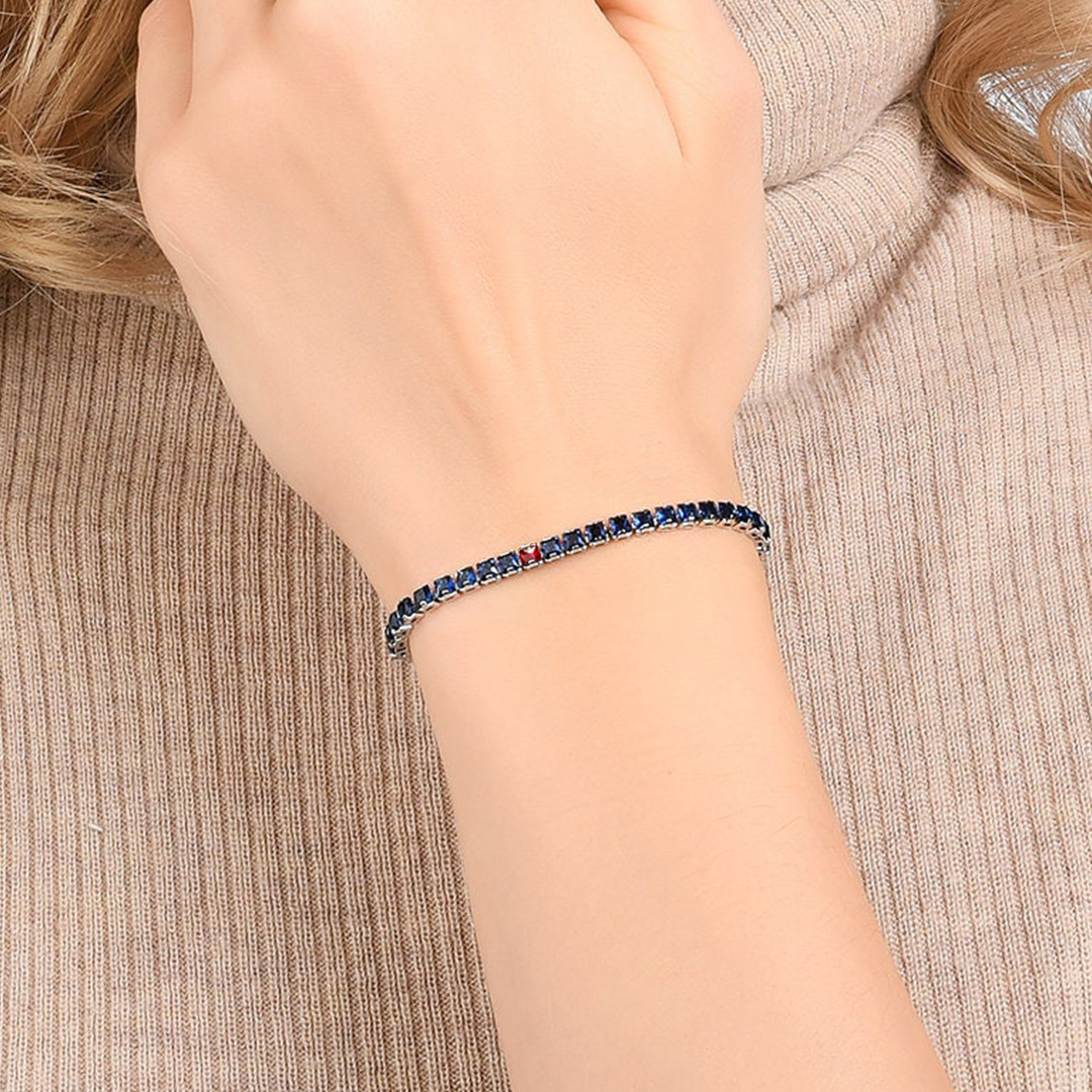 Diabetes Awareness Blue Diamond Silver Bracelet