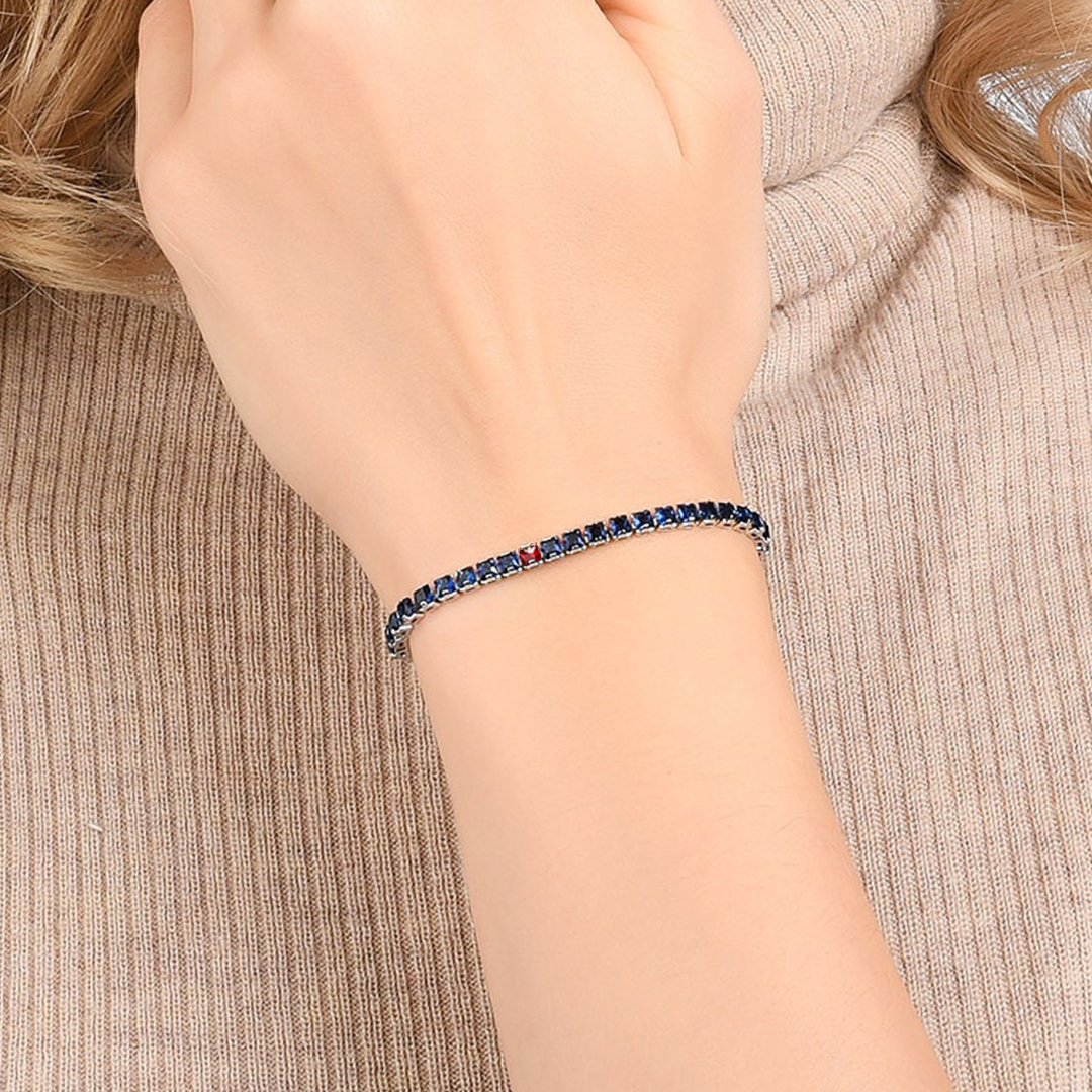Diabetes Awareness Blue Diamond Silver Bracelet