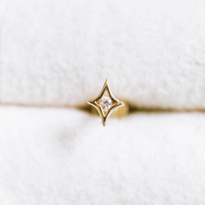 Gold Internally Threaded Star Flat Back Earrings