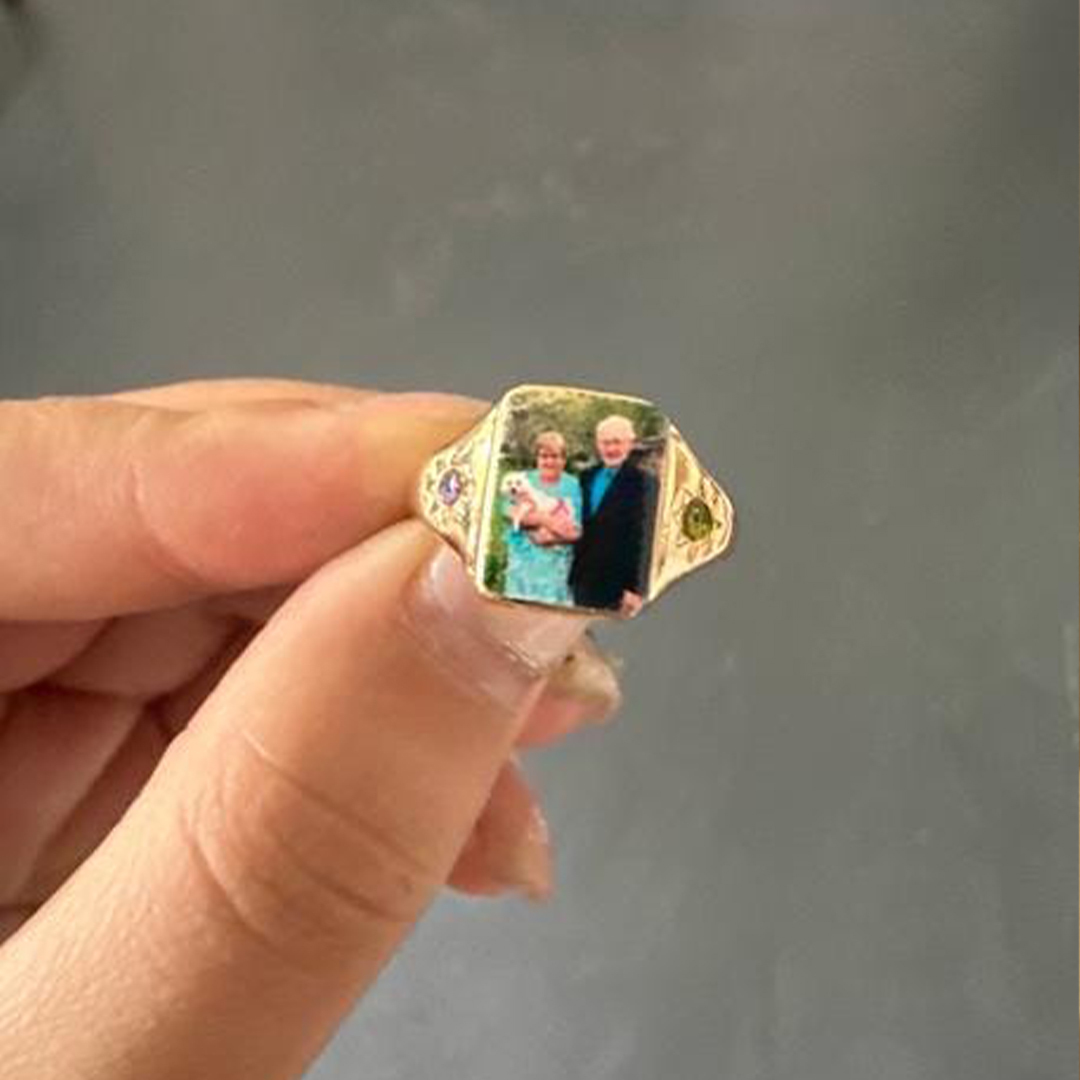 Custom Birthstone & Full-Color Photo Ring