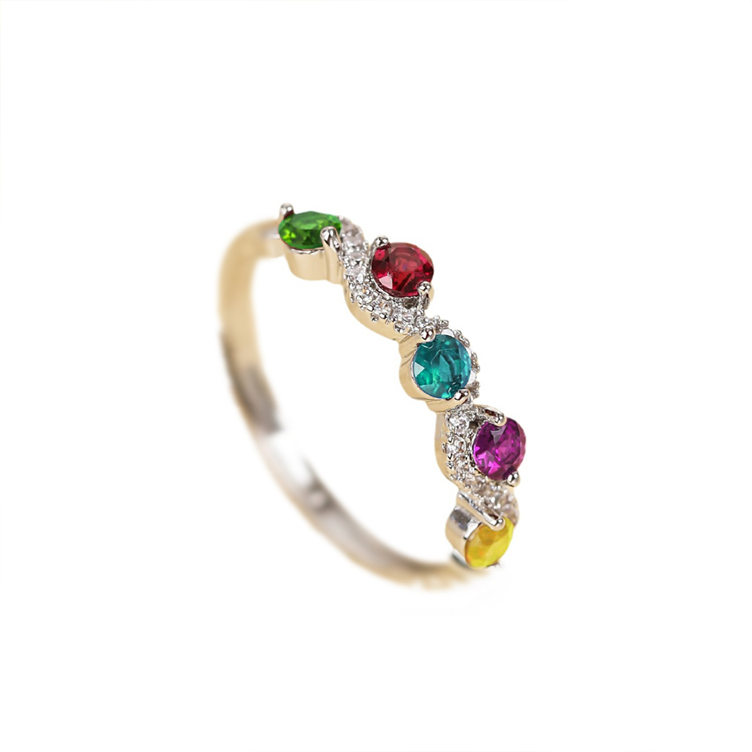 Treasured Ties Custom 1-5 Birthstones Family Ring