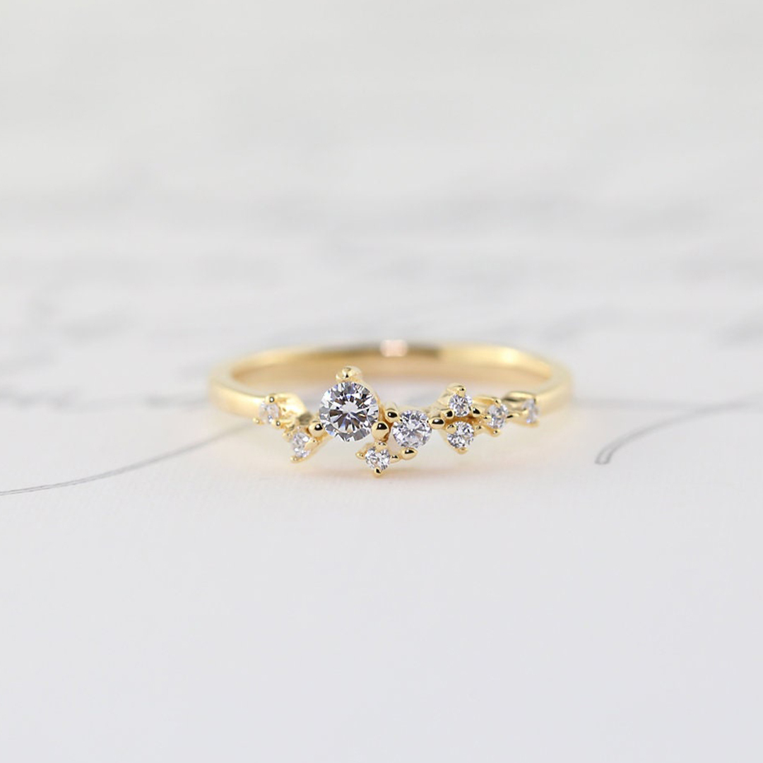 Dainty Scattered Diamond Ring