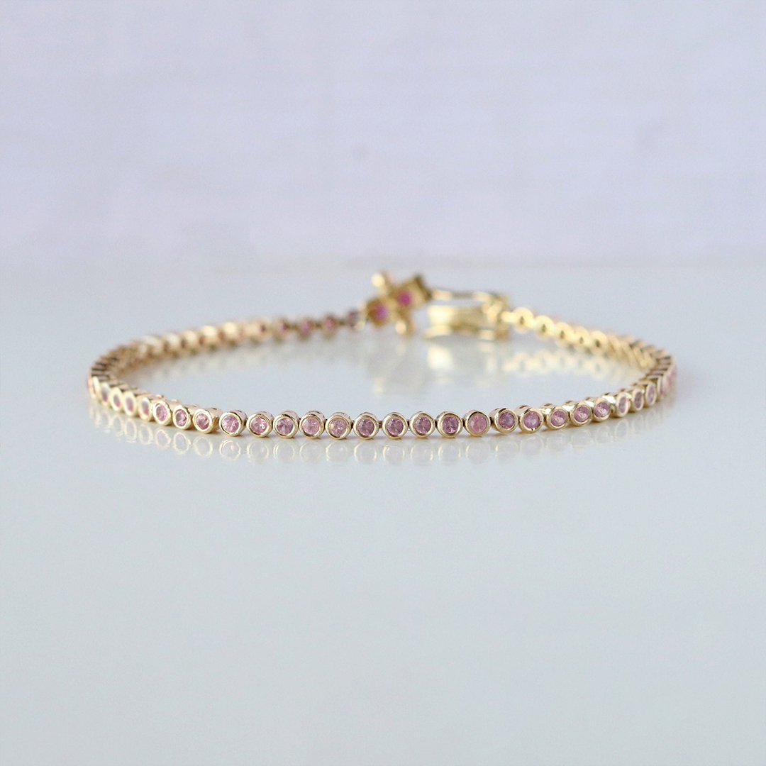 Breast Cancer Awareness Strength in Self-Love Pink Sapphire Bracelet