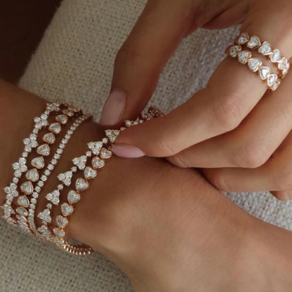 To Me From Me Bezeled Heart Diamond Tennis Bracelet