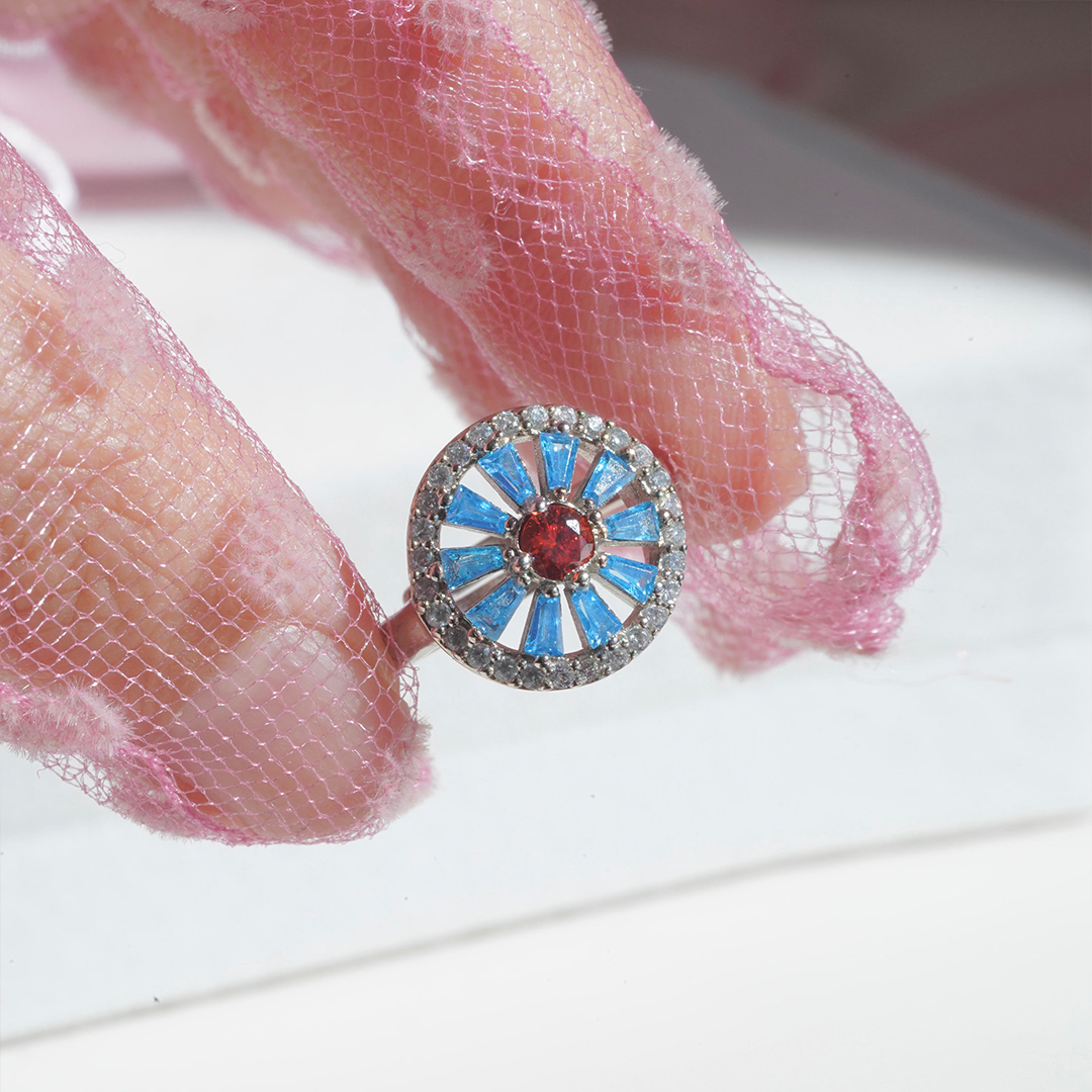 Diabetes Awareness Blue Wheel Ring