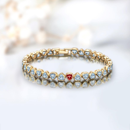 Diabetes Awareness Bezel Set Aquamarine Bracelet