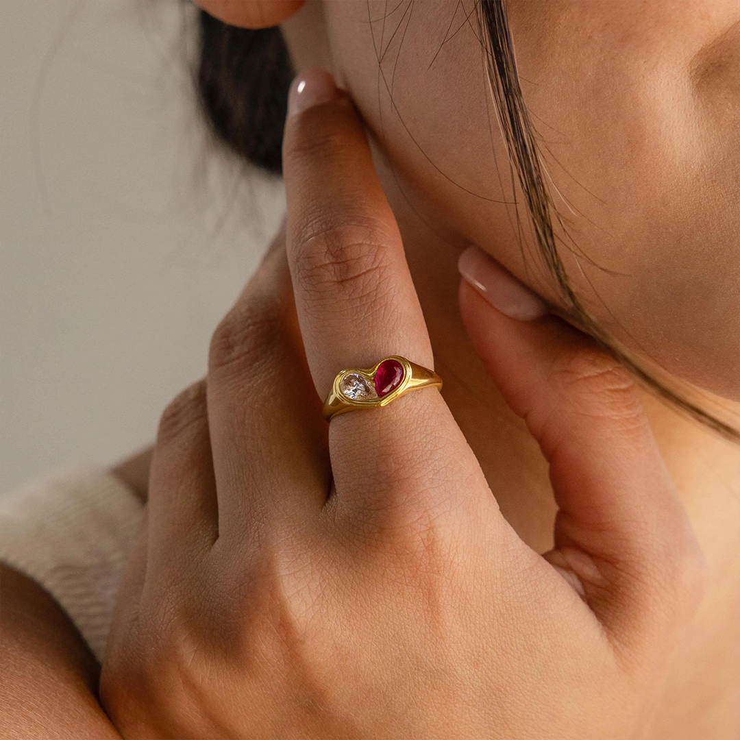 All That Matters Is Us Birthstone Heart Signet Ring