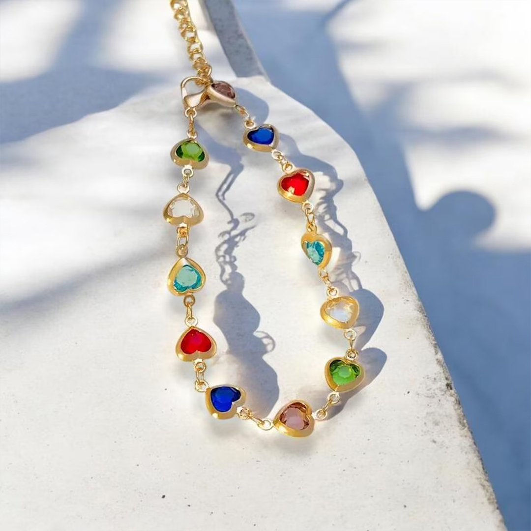 Custom 1-12 Birthstones Her Heartline Bracelet