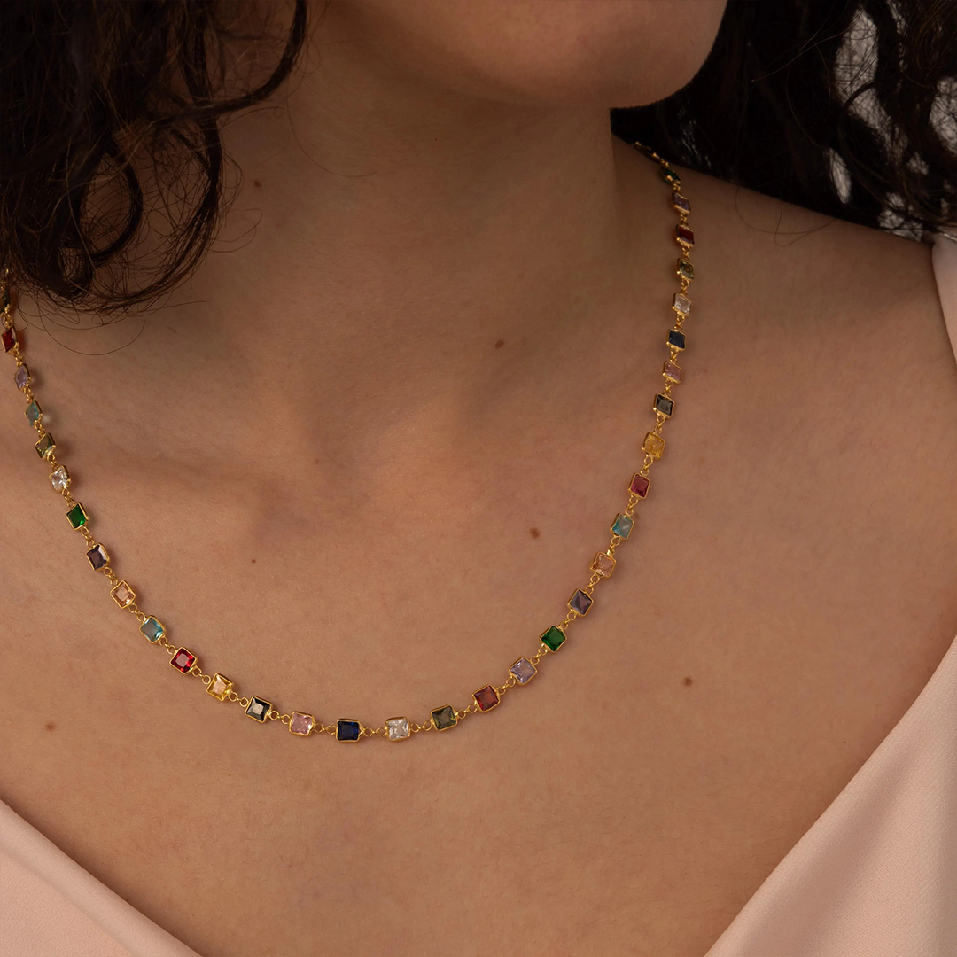 Personalized Colorful 1-15 Stones Bonds Necklace