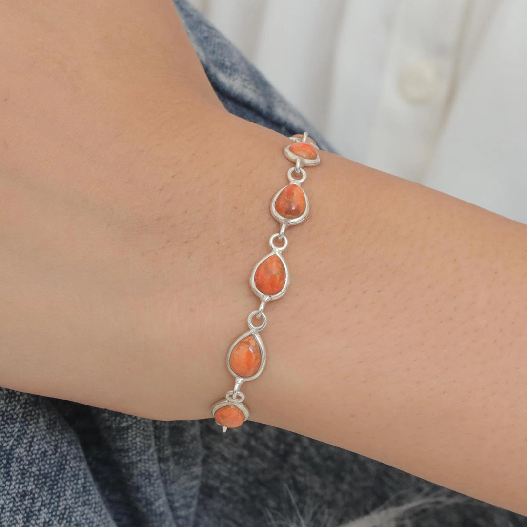 Multiple Sclerosis Awareness Orange Gemstone Bracelet