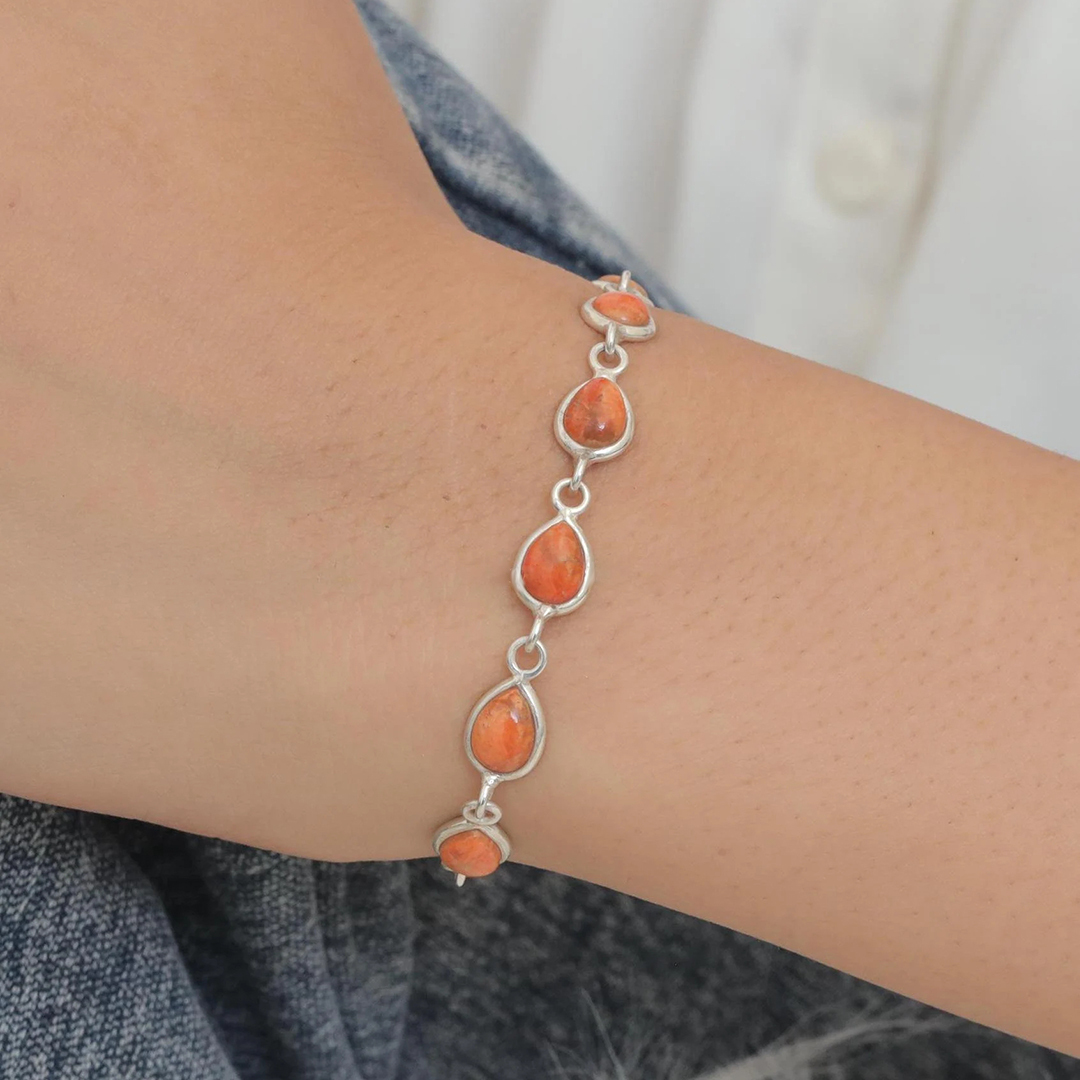 Multiple Sclerosis Awareness Orange Gemstone Bracelet