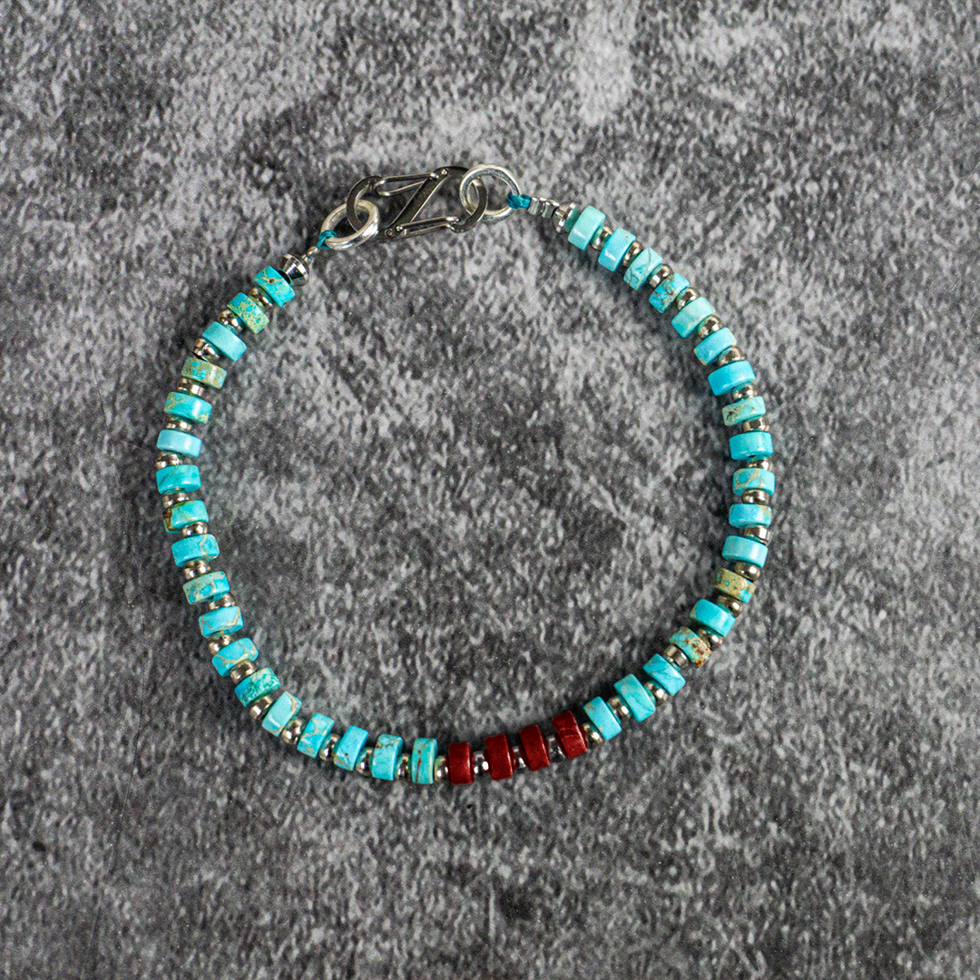 Diabetes Awareness Imperial Jasper Turquoise Waterproof Bracelet