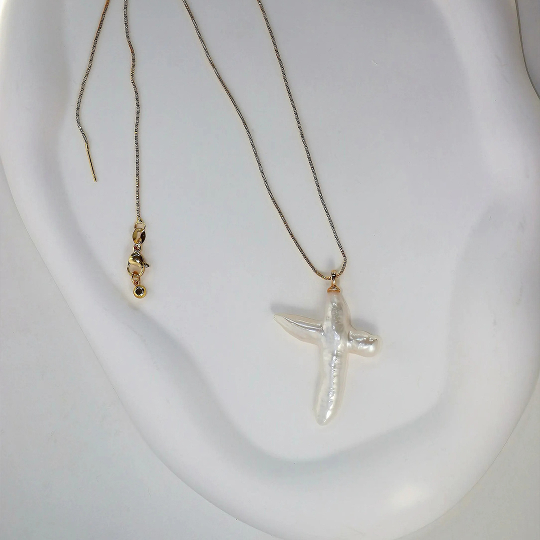 Choosing Me Freshwater Cross Pearl Necklace