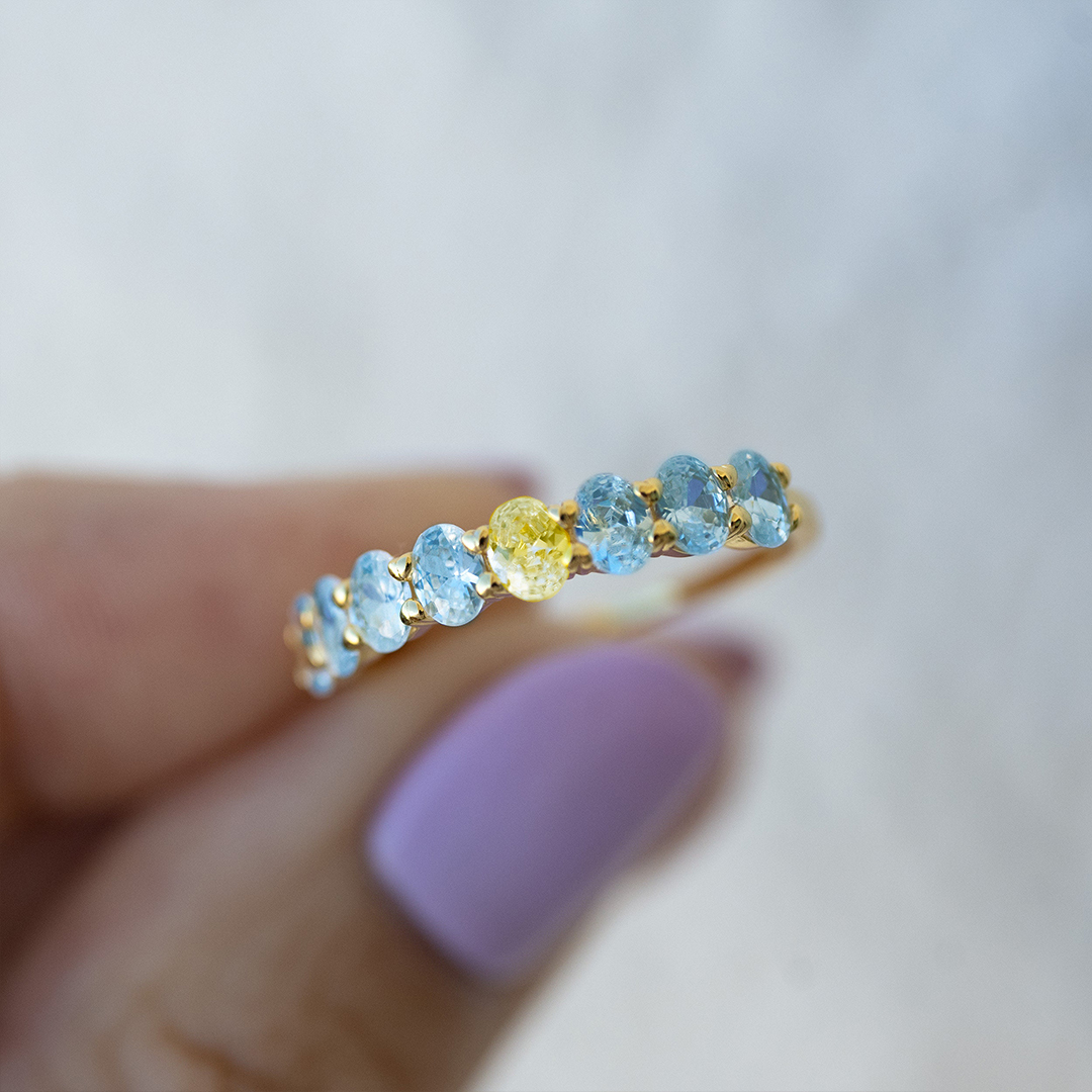 Down Syndrome Awareness Oval Diamonds Ring