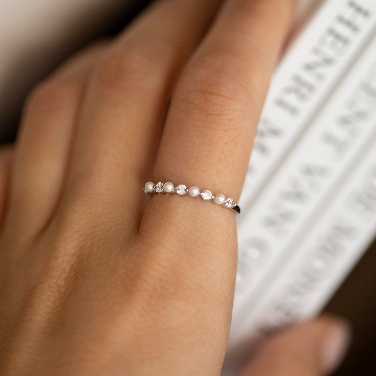 In Loving Memory Pearl Diamond Ring