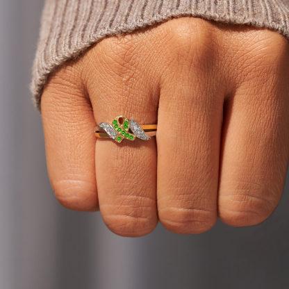 Kidney Disease Awareness Green Ribbon Ring