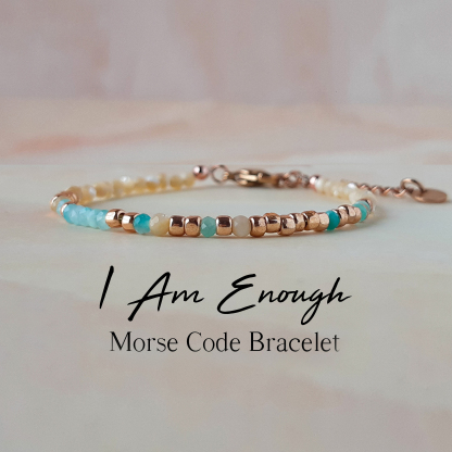 I Am Enough Morse Code Blue Stone Bracelet