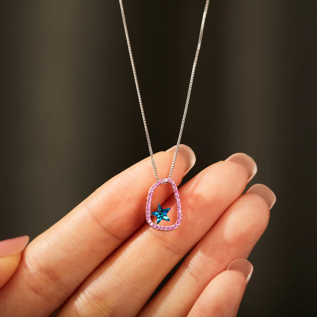 Wave of Light Blue Star Necklace