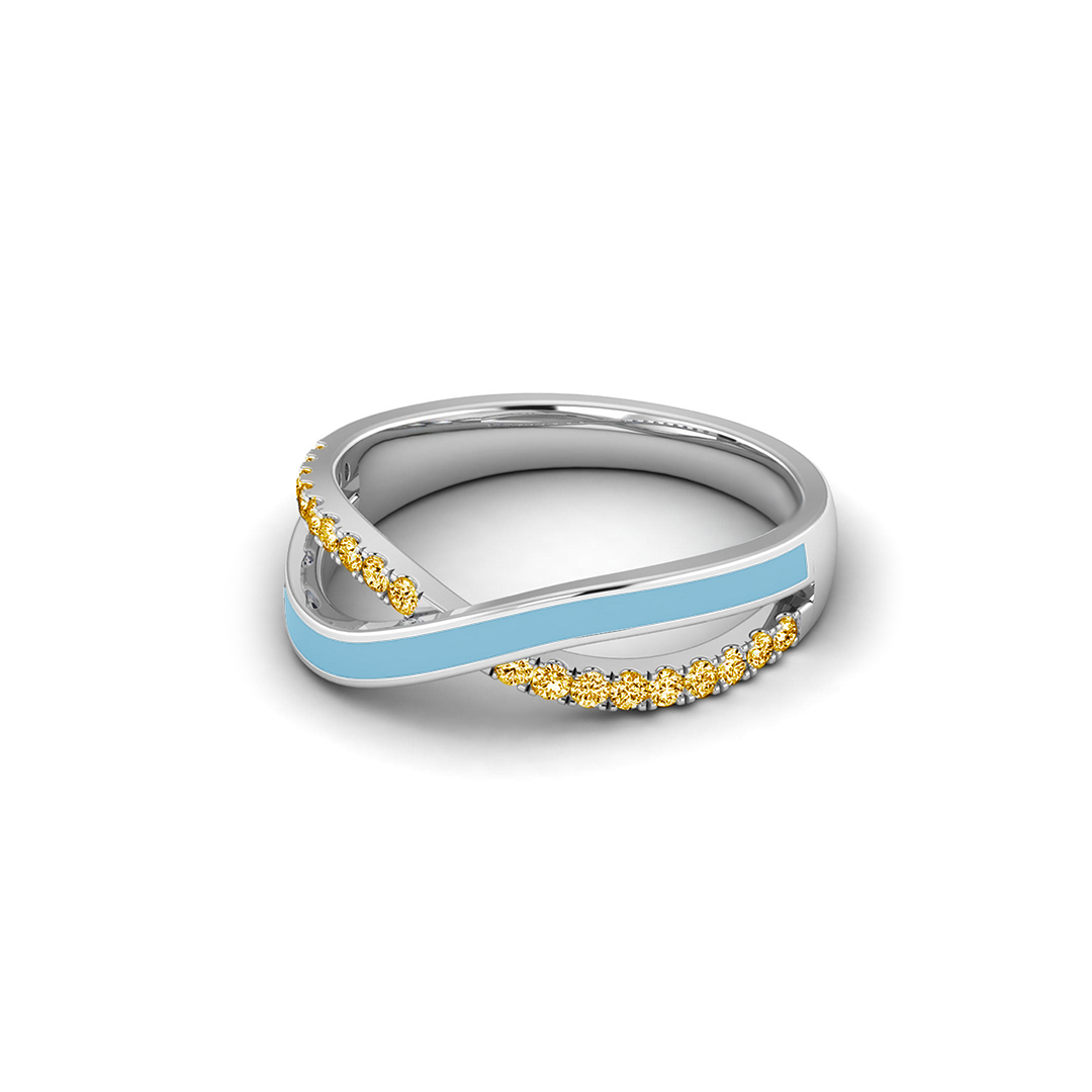 Down Syndrome Awareness Blue & Yellow Ribbon Ring