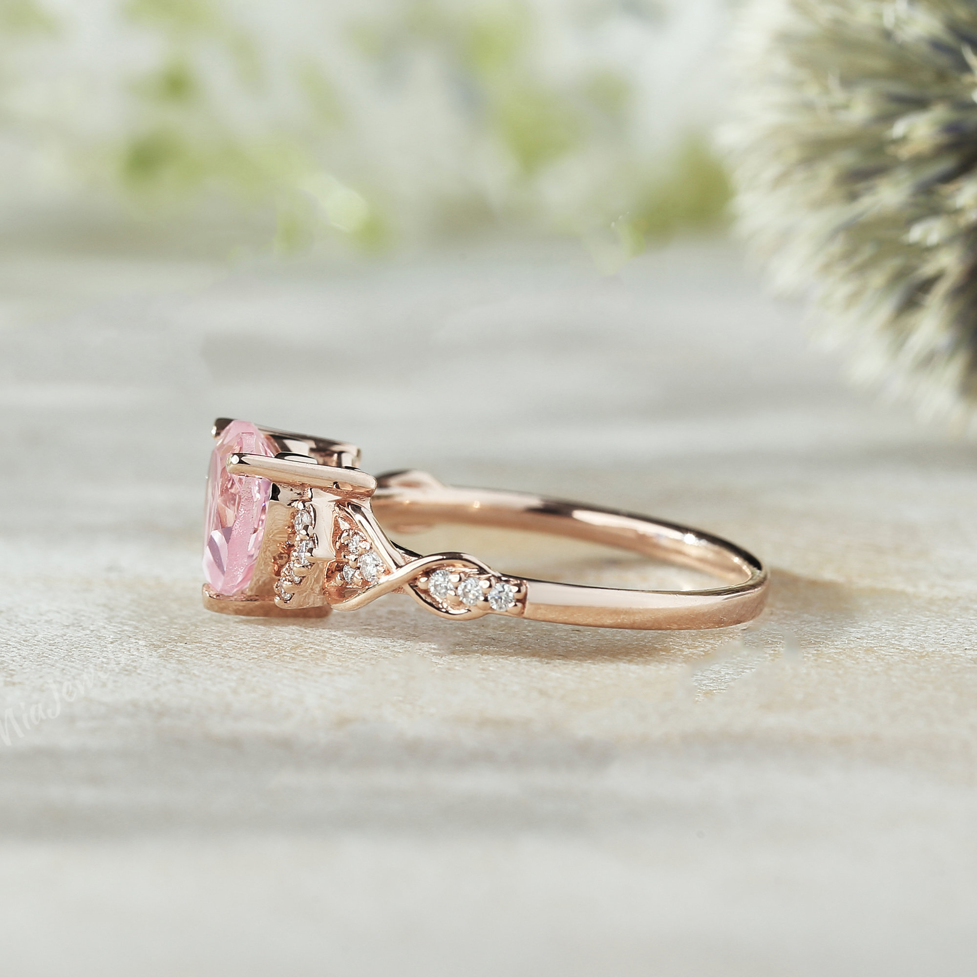 Unique Heart Shaped Pink Ring
