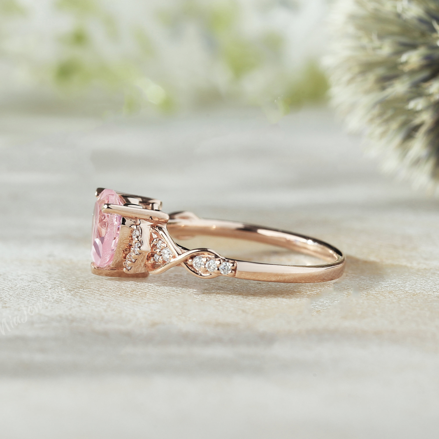 Unique Heart Shaped Pink Ring
