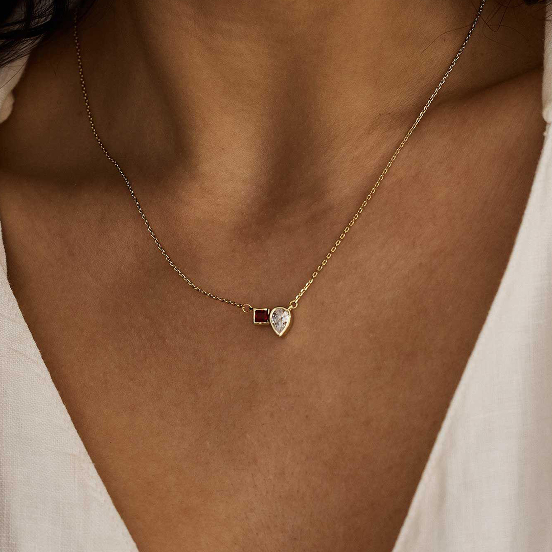 Mother & Daughter Two Stone Necklace