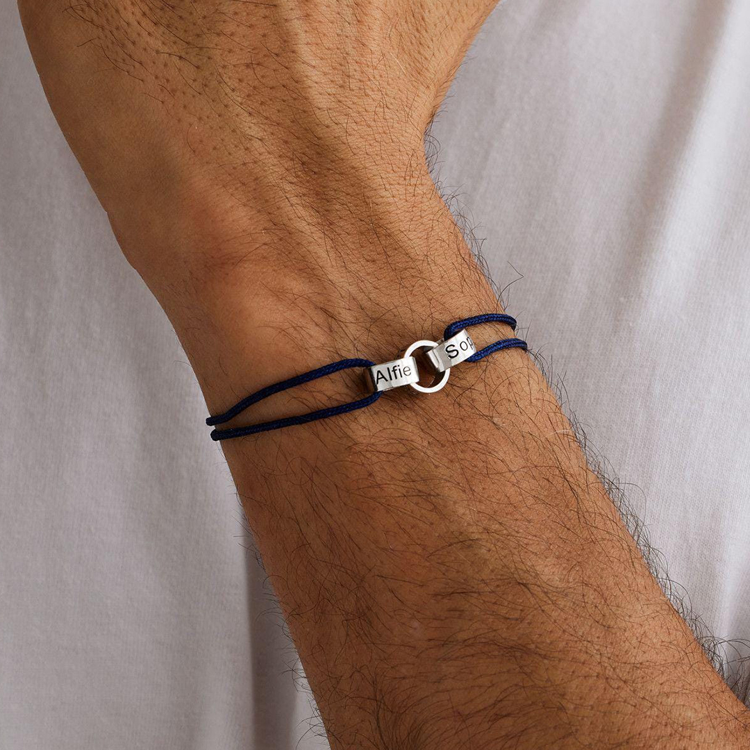 Personalized Mens 1-6 Rings Interlocking Bracelet