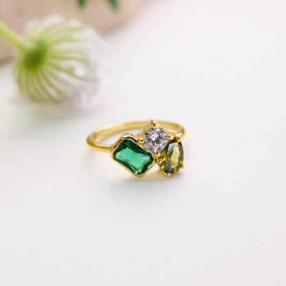 Christmas Gift Custom 3 Birthstone Ring