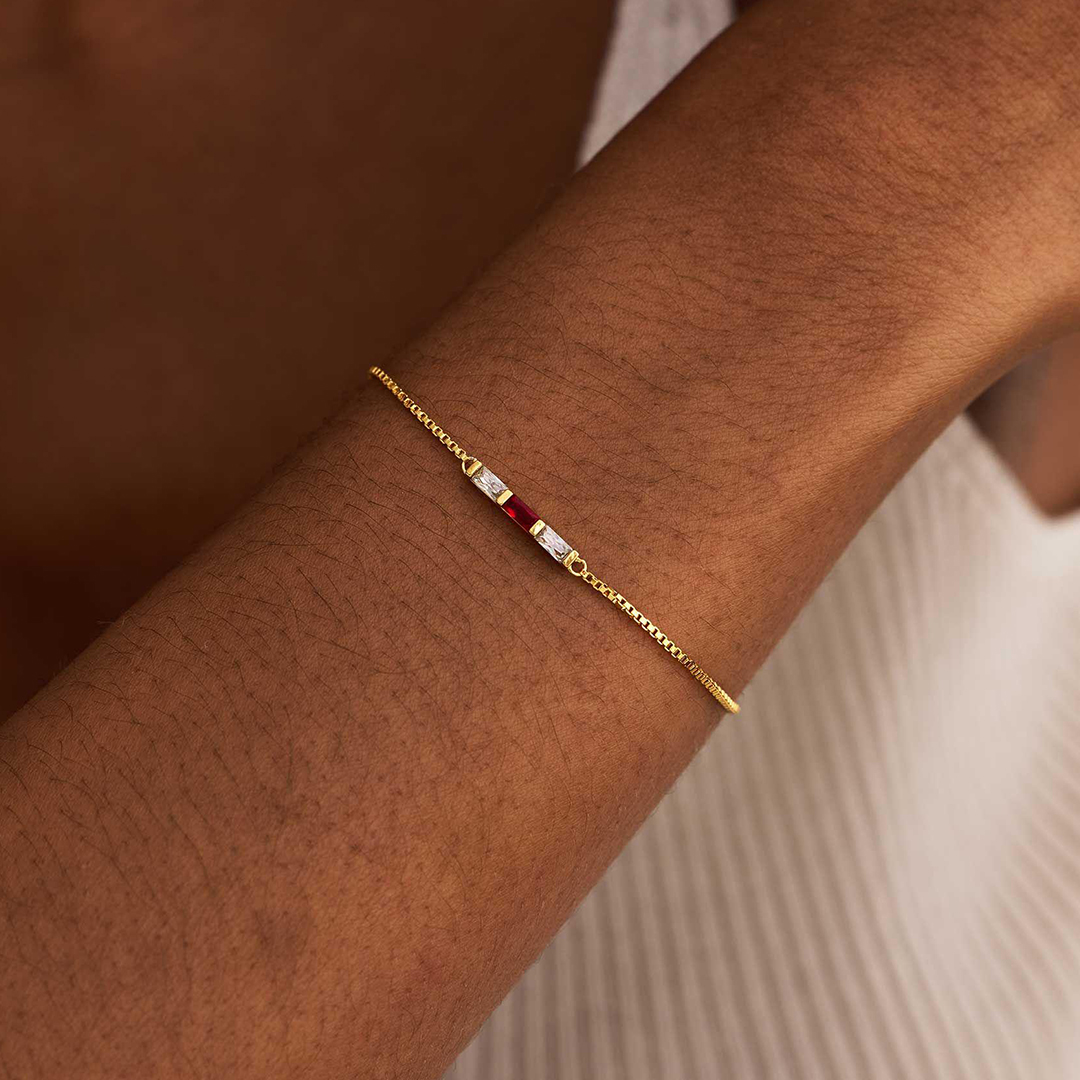 Family Love Baguette Birthstone Bracelet