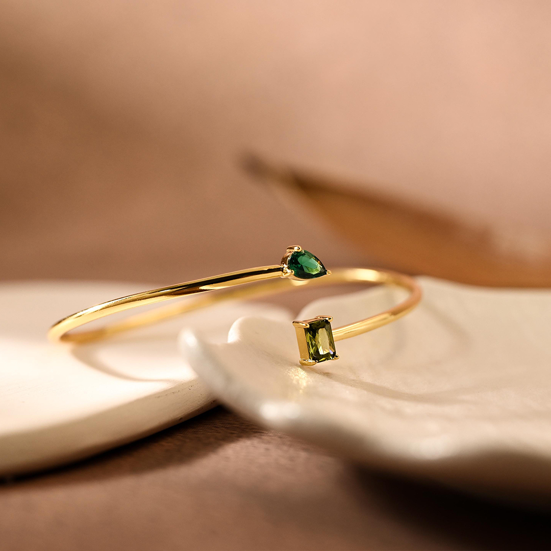 Personalised 2 Birthstone Bangle Bracelet