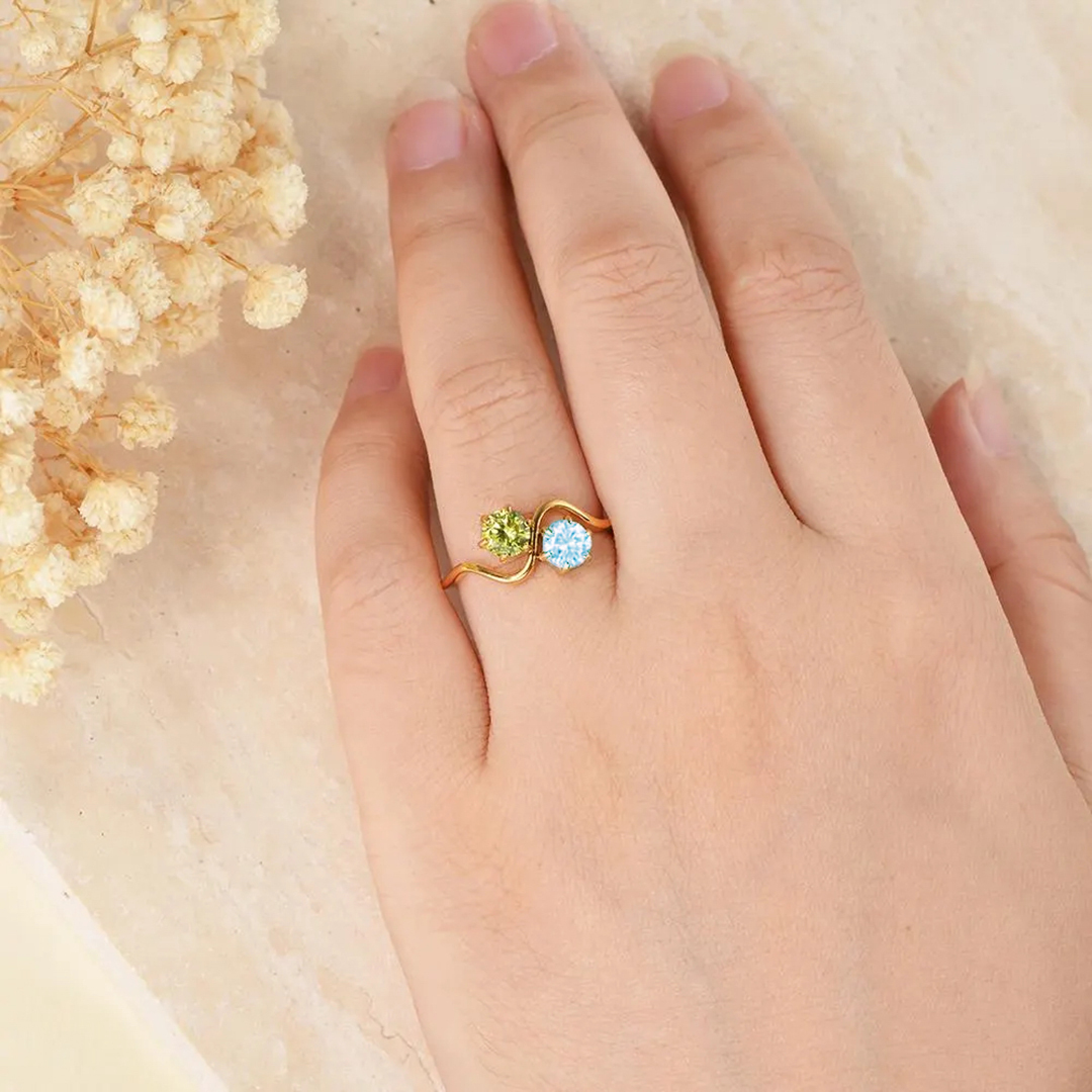 Faith Through Deep Waters Two Stone Custom Birthstone Ring