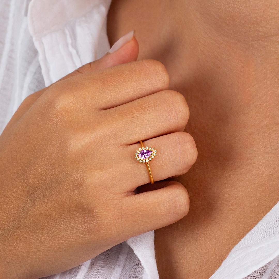 Memorial Tear Teardrop Birthstone Ring