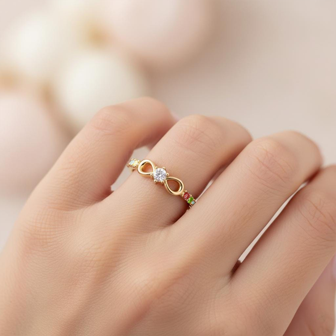 Autism Awareness Infinity Diamond Knot Ring
