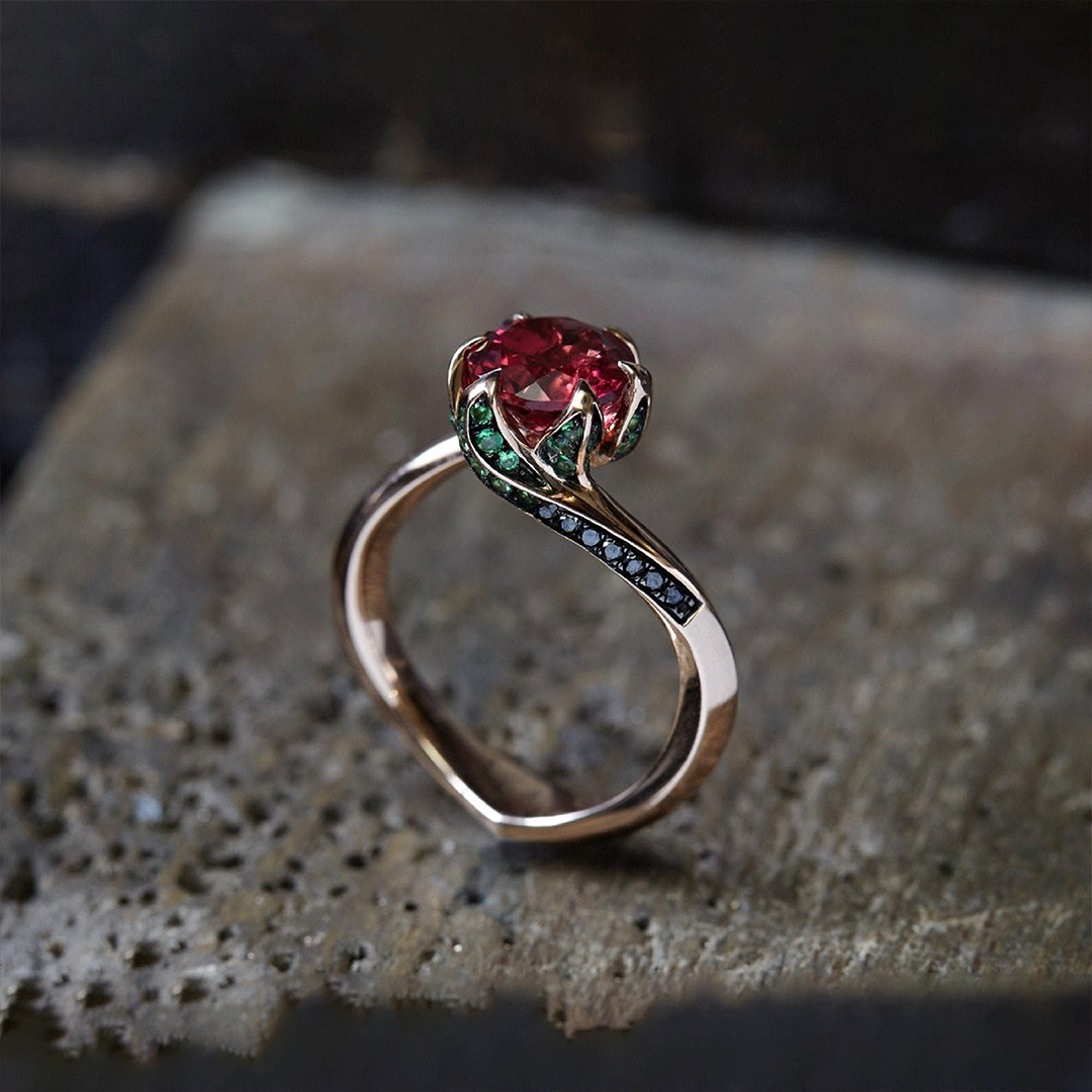 My One and Only Rose Garnet Floral Ring