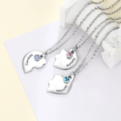 Personalized Engraved Names Birthstones BFF Necklace