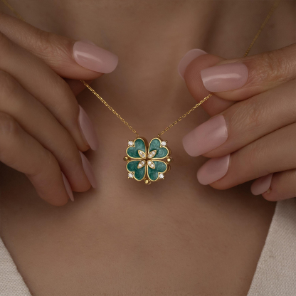 A Good Friend Is Lucky Four Leaf Clover Locket Necklace