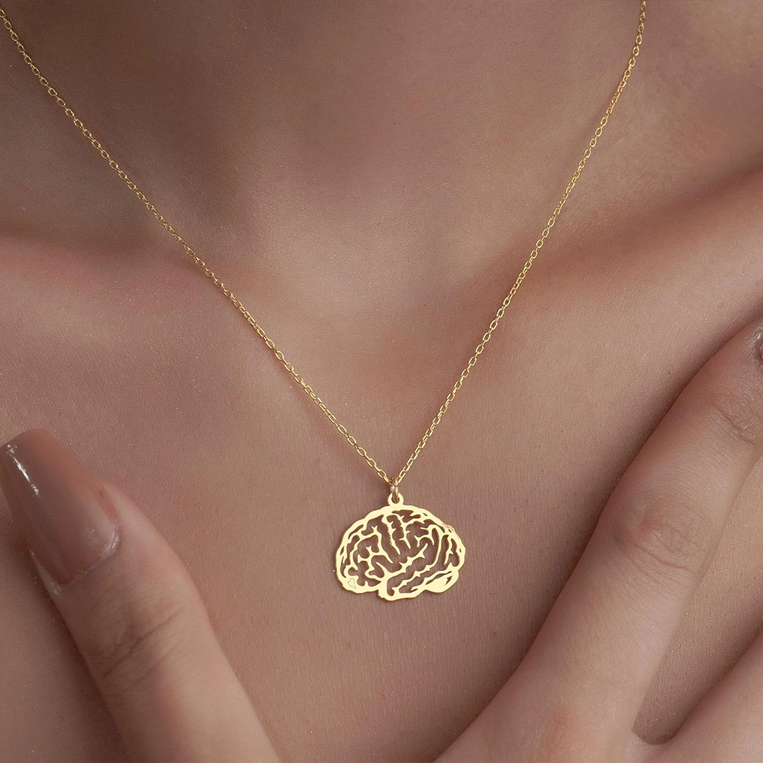 Brain Injury Awareness Strength and Support Dainty Brain Necklace