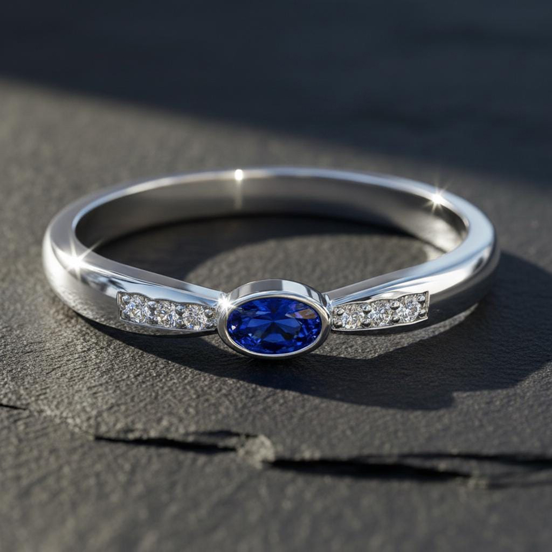 Choosing Me Oval Blue Sapphire Ring